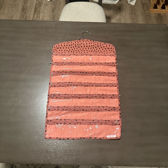 Isaac Mizrahi hanging jewelry organizer. Pink with black polka dots. - Picture 2 of 5